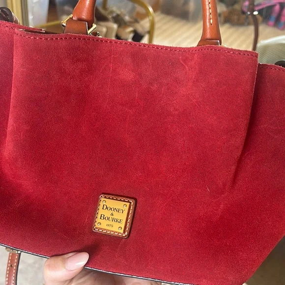 Dooney & Bourke Red Satchel with Leather Trim - Picture 12 of 16